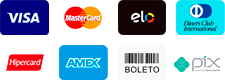 Formas de Pagamento: Visa, Mastercard, Pix, Hipercard, Elo e Boleto